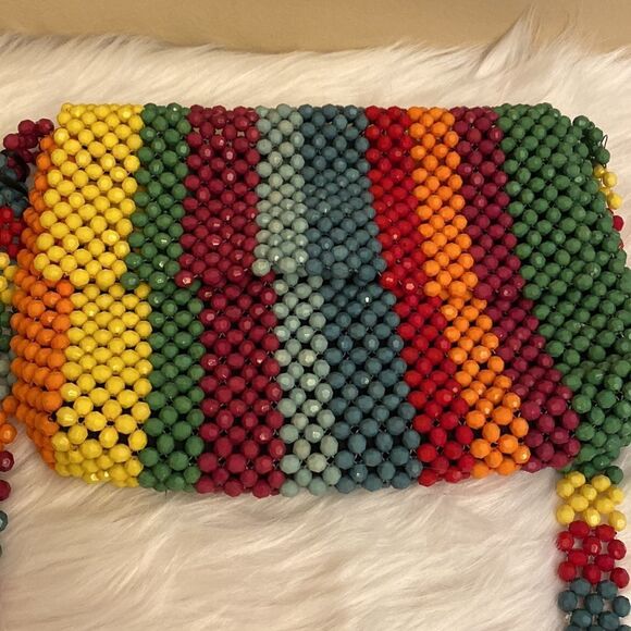 NWT Cynthia Rowley Rainbow Beaded Crossbody Retro Style 1960-70's - Rainbow - Picture 9 of 11
